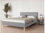 Polsterbett "Albybyn, Bettgestell mit Kopfteil und Lattenrost, in 2 Breiten", grau (hellgrau), B:165cm H:84cm L:205,5cm, 100% Polyester, HOME AFFAIRE COLLECTION, Betten, Polsterbett, ohne Bettkasten und Matratze, in 2 Breiten- 140 und 160 cm