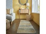 Teppich FLAIR RUGS "Camino", gelb, B:60cm H:8mm L:230cm, Kunstfaser, Teppiche, Teppich, Flachgewebe, Skandi, Esszimmer, Wohnzimmer, Flur