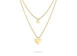 Kette mit Anhänger LIEBESKIND BERLIN "Schmuck Edelstahl Layered Love Herz", gold (gelbgoldfarben), Halsketten, Damen, Edelstahl, L: 45 B: 1mm, B:1mm