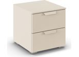 Nachtkommode RAUCH "Nachttisch Nachtkonsole COSTA mit farblich passenden Metallgriffen", beige (champagner), griffe beige (champagner), B:40cm H:42cm T:42cm, Holzwerkstoff, Sideboards, zwei geräumige Schubladen MADE IN GERMANY