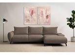 Ecksofa OTTO HOME "KELLIE, L-Form, 315 cm, verstellbare Armlehne, Metallfüße", braun, B:315cm H:93cm T:169cm, Sofas, Ecksofa, wahlweise Recamiere links o. rechts, Chenille-Stoff, hoher Sitzkomfort
