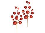Kunstzweig I.GE.A. "Kunstzweig mit Kugeln", rot, B:15cm H:47cm L:7cm, Kunststoff, Kunstpflanzen, Kunstzweig, 2er Set Deko Zubehör für Adventskranz Kranz Girlande Weihnachtsdeko