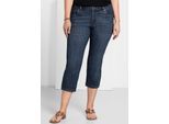 5-Pocket-Jeans SHEEGO, Damen, Gr. 58, Normalgrößen, blau (dunkelblau denim), 75% Baumwolle, 24% Polyester, 1% Elasthan, unifarben, 3/4-Länge, Jeans 5-Pocket-Jeans