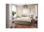 Mid.you Boxbett , Beige , Holz, Textil, Holzwerkstoff , H3 , 200x220 cm , Bettkasten, gepolstertes Kopfteil, Stoffauswahl, Topper durchgehend, In verschiedenen Grössen erhältlich , Schlafzimmer, Betten, Doppelbetten