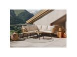 Ambia Garden Loungegarnitur , Naturfarben, Beige , Metall, Kunststoff, Glas, Textil , 4-teilig , Füllung: Schaumstoff,Polyester , Eckteil , 187x67x187 cm , Gartenmöbel, Loungemöbel, Gartenlounge-Sets