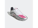 Fußballschuh ADIDAS PERFORMANCE "F50 MESSI CLUB KUNSTRASEN NEUERER GENERATION, HART- UND ASCHENPLÄTZE", Mädchen, Gr. 35, silber (cloud weiß, lucid rot, silber metallic), Synthetik, Schuhe Fußballschuh, geeignet für Rasen- und Kunstrasenplätze, für Kinder & Jugendliche