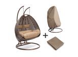 Home Deluxe Polyrattan Hängesessel «Twin» inkl. Regenabdeckung versch. Farben