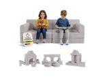 Juskys Kinder Spielsofa Kayo - Beige, baubare Stapelsteine für Kinder, pflegeleichte Kindercouch aus Cord