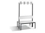 C+P Doppelseitige Garderobenbank mit Rückenlehne, Basic Plus, H1650xB1000xT760mm, Gestell Schwarzgrau / Dekor Weiß (8060-200) ; C + P Möbelsysteme (8060-200|S10000)