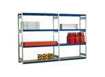 Regalwerk EMIL-Weitspannregal Holzpaneel Grundfeld HxBxT 2500x1750x600 mm 4 Ebenen RAL5010 (B7-30201-60)