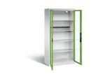 C+P Akku-Ladeschrank für 5 E-Werkzeuge, Sichtfenster, H1950xB930xT500mm, Viridingrün/Lichtgrau ; C + P Möbelsysteme (8921-055E1|S10003)