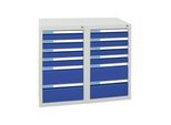 Stumpf Schubladenschrank Serie ESTA, 12 Schubladen enzianblau (8x100, 4x200mm) ; Stumpf Metall (7602574)
