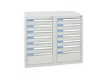 Stumpf Schubladenschrank Serie ESTA, 14 Schubladen lichtgrau (12x100, 2x200mm) ; Stumpf Metall (7602207)