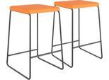 meet by Paperflow Barhocker Medso, Kunstleder/Metall, Sitzhöhe 75 cm, orange/mattschwarz, 2er-Set