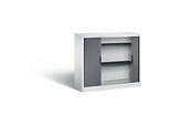 C + P Rollladenschrank Omnispace, 2 OH, abschliessbar, B 1200 x T 420 x H 1030 mm, Stahl/Kunststoff, lichtgrau/schwarzgrau