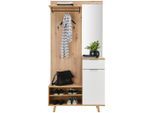 Garderobe, Weiß, Eiche Artisan, Holzwerkstoff, 5-teilig, 1 Schublade(n) Schubladen, 100x204x40 cm, Garderobe, Garderoben-Sets & Serien, Garderoben-Sets