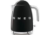 Smeg Wasserkocher 50´s Style, Schwarz, Metall, 1,7 L, 22.3x24.8x17.1 cm, automatische Abschaltung, manuelle Trockengehschutz, Überhitzungsschutz, 360°-Sockel, Anti-Rutsch-Füße, ergonomischer Griff, flaches Heizelement, abgedecktes weit aufklappbarer Deckel, herausnehmbarer Filter, Signalton, Beleuchtung, Küchengeräte, Wasserkocher