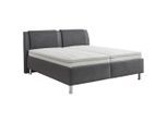 Beldomo - Sleep Polsterbett, Anthrazit, Grau, Kunststoff, H2 + H3, Höhe ca. 24 cm, 180x200 cm, Goldenes M, Made in EU, Bezug abnehmbar/waschbar, für verstellbare Lattenroste geeignet, atmungsaktiv, Härtegradauswahl beide Seiten,Bettkasten, gepolstertes Kopfteil, Stoffauswahl, in verschiedenen Größen erhältlich, Matratze Härtegraden erhältlich,Federleisten mit Duokappen, verstellbar, Schlafzimmer,