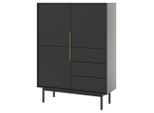 Boxxx Highboard Viva, Schwarz, Holz, 1 Fächer, 3 Schublade(n) Schubladen, 104x139.5x39 cm, Typenauswahl, Beimöbel erhältlich, stehend, Wohnzimmer, Kommoden & Sideboards, Highboards