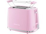 Russell Hobbs Toaster Toaster, Hellrosa, Kunststoff, 17x19x28 cm, Grüner Punkt, Krümelschublade, Brötchenaufsatz, automatischer Auswurf nach Röstende, Küchengeräte, Toaster