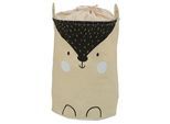 Wäschesack OTTO HOME "Millisy", beige (natur), B:35cm H:50cm T:35cm Ø:35cm, Baumwolle, Polyester, Wäschesammler, mit Igel-Motiv, Höhe ca. 50 cm