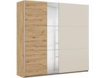Schlafzimmer-Set RAUCH "Monza", braun (eiche artisan, champagner), Bett 180x200cm + ohne Matratze, B/H: 180cm x 200cm, Bett 180x200cm, Holzwerkstoff, Schlafzimmermöbel-Sets, mit Schwebetürenschrank Breite 218 cm, Bettanlage in 2 Breiten