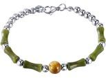 Armband FIRETTI "Schmuck Geschenk Edelstahl Armschmuck Erbskettengliederung Natursteine", grün (edelstahlfarben, braun, oliv, braun, oliv), Armbänder, Damen, 20cm, Edelstahl, Armband, mit Jade, Tigerauge