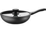 Wok PINTINOX "Pro", schwarz (schwarz, transparent), Ø:30cm, Pfannen, Wok, 3-lagige Antihaftbeschichtung, Ø 30 cm, inkl. Deckel, Induktion