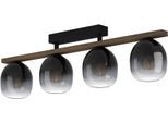 EGLO Deckenleuchte "FILAGO Deckenlampe, Stahl, Holz und Glas, E27, IP20, Flurlampe, Lampe", braun (schwarz, braun), H: 25cm, 1 Stk., Leuchten, Deckenleuchte 4-flammig - für Küche, Wohnzimmer oder Flur, Deckenleuchte