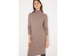 Strickkleid CECIL, Damen, Gr. XL (44), N-Gr, chocolate mousse melange, Strick, Obermaterial: 33% Polyester, 31% Polyacryl, 24% Baumwolle, 12% Nylon, meliert, regular fit knielang, hoch geschlossener Ausschnitt, Rippstrickbündchen, Kleider Strickkleid, mit Rollkragen, knielang