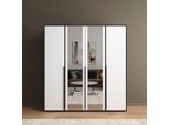 Drehtürenschrank RAUCH "Kleiderschrank Schrank Garderobe Wäscheschrank NAGATA mit Spiegel", grau (graumetallic, alpinweiß), B:187cm H:194cm T:53cm, Holzwerkstoff, Schränke, Drehtürenschrank, und modernen Stangengriffen in Graumetallic TOPSELLER MADE IN GERMANY