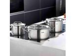 Topfdeckel FISSLER "ORIGINAL-PROFI COLLECTION Edelstahl-Topfset", silber (silberfarben), Ø:24cm, Edelstahl 18/10, Deckel, Topfdeckel, Fissler Metall Ersatzdeckel für Töpfe, Pfannen, Servierpfannen