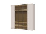Drehtürenschrank OTTO HOME "Opera Parsol-Glastüren, LED-Innenbeleuchtung, mit und ohne Kranz", cashmere, B:227cm H:224cm T:56cm, FSC-zertifizierter Holzwerkstoff, MDF, Schränke, Drehtürenschrank, Glastüren, UV-Lack, LED-Innenbeleuchtung, Soft-Close-Funktion