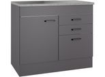 Spülenschrank OPTIFIT "OPTImulti", anthrazit matt, anthrazit matt, B:100cm H:88cm T:60cm, Holzwerkstoff, Schränke, Spülenschrank, Breite 100 cm, mit 1 Tür, 2 Schubkästen, 1 Auszug