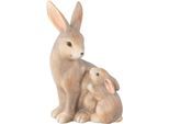 Osterhase CREATIV HOME "Hase mit Kind", braun, B:15cm H:25cm T:13cm, Keramik, Dekofiguren, mit niedlichen Gesichtern