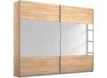 Schwebetürenschrank RAUCH "Quadra", braun (struktureichefarben hell, spiegel), B:226cm H:230cm T:62cm, Holzwerkstoff, Schränke, Schwebetürenschrank, inkl. Wäscheeinteilung und zusätzlichen Einlegeböden