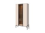 Vitrine OTTO HOME "Rondo, Showcase, Parsol-Sicherheitsglas, integrierte LED-Beleuchtung", beige (cashmere farbe), B:94cm H:180cm T:40cm, Glas, Holzwerkstoff, MDF, Metall, Schränke, Vitrine, UV lackiert, Soft Close Funktion, Metallrahmen als Basis des Elements