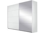 Schwebetürenschrank RAUCH "Quadra", weiß (weiß, spiegel), B:226cm H:230cm T:62cm, Holzwerkstoff, Schränke, Schwebetürenschrank, inkl. Hakenleiste und zusätzlichen Einlegeböden