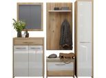 Garderoben-Set OTTO HOME "Gala", beige (beige hg, pacific walnuss decor), B:189cm H:192cm T:36cm, Holzwerkstoff, MDF, Kastenmöbel-Sets, Soft-Close Funktion, Hochglanz UV lackiert