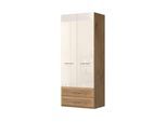 Kleiderschrank OTTO HOME "Gala, beige hochglänzend UV lackiert, kratzfest, FSC-zertifiziert", beige (beige, pacific walnut), B:92cm H:224cm T:56cm, Holzwerkstoff, MDF, Schränke, Kleiderschrank, hoher Schrank (224cm), in den Breiten 92 und 137cm, Made in Europe