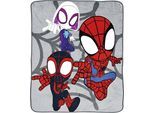 Kinderdecke MARVEL "Marvel Spidey 130 x 150 cm", grau, B:130cm L:150cm, Polyester, Wohndecken, mit Miles Morales & Ghost ESider Gwen