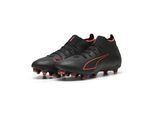 Fußballschuh PUMA "ULTRA 6 MATCH+ FG/AG Fußballschuhe Erwachsene", Damen, Gr. 44, schwarz rot, Obermaterial: Textil, Synthetik. Futter: Textil, Synthetik. Innensohle: Textil. Laufsohle: Synthetik, Schuhe Fußballschuh
