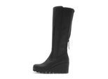 Stiefel GABOR, Damen, Gr. 42, Normalschaft, schwarz, Kalbsleder, Textil, unifarben, Schuhe Stiefel, Keilabsatz, Langschaftstiefel mit zwei Reißverschlüssen