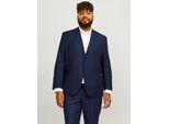 Sakko "JPRSOLARIS BLAZER NOOS PLS", Herren, Gr. 64, blau (schwarz navy), Web, Obermaterial: 59% Polyester, 24% Wolle, 16% Viskose, 1% Elasthan, JACK & JONES PLUSSIZE, unifarben, slim fit, Sakkos Sakko