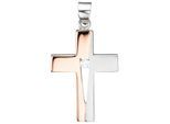 Kreuzanhänger JOBO "Anhänger Kreuz", silber (silber 925), Schmuckanhänger, Damen, Silber 925 (Sterlingsilber), 925 Silber bicolor vergoldet mit Zirkonia