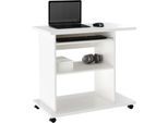Computertisch OTTO HOME "LOKVE, Laptoptisch, Schreibtisch", weiß (weiß, weiß), B:80cm H:75cm T:50cm, Tische, Computertisch, rollbar, Tastaturauszug, Towerfach, Druckerfach, Höhe 75 cm