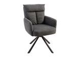 riess-ambiente Stuhl BIG GEORGE - drehbar Retro grau mit Armlehnen und Bonellfederkernpolsterung Esszimmer