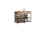 SoBuy Kücheninsel mit 2 Schubladen Dunkelbraun 120x45x90cm Industriell
