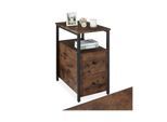 tectake® Nachttisch, Industrial Style, 2 Ablagen und 2 Schubladen, 30 x 49,5 x 61,5 cm