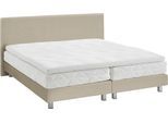 Boxbett "Kiss, wahlweise mit Topper in verschiedenen Härtegraden erhältlich", beige, B:195cm L:210cm, WESTFALIA SCHLAFKOMFORT, Komplettbetten